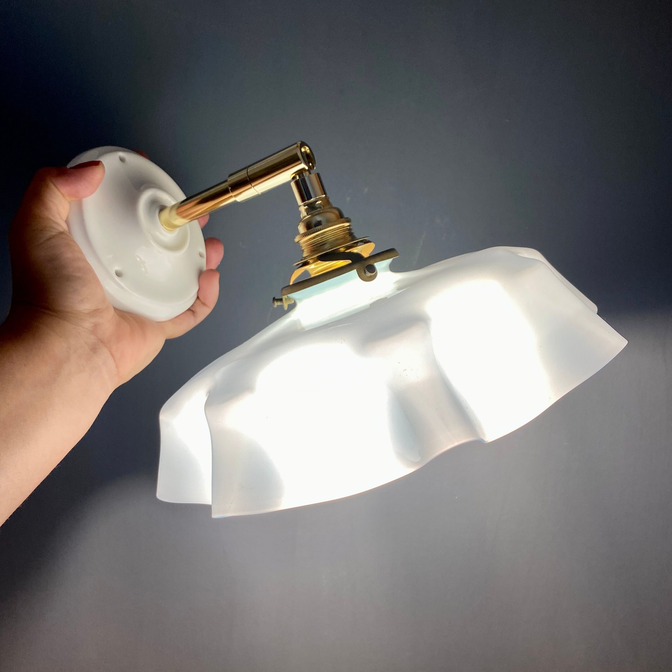 Vintage lampshade in sky blue opaline