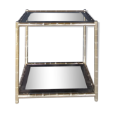 House lancel vintage. side table double trays, in gilded brass bamboo way. tbe