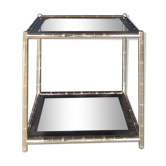 Maison lancel vintage.table d'appoint double plateaux, en laiton doré façon bambou. tbe