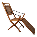 19th-century caned chaise longue in colonial style