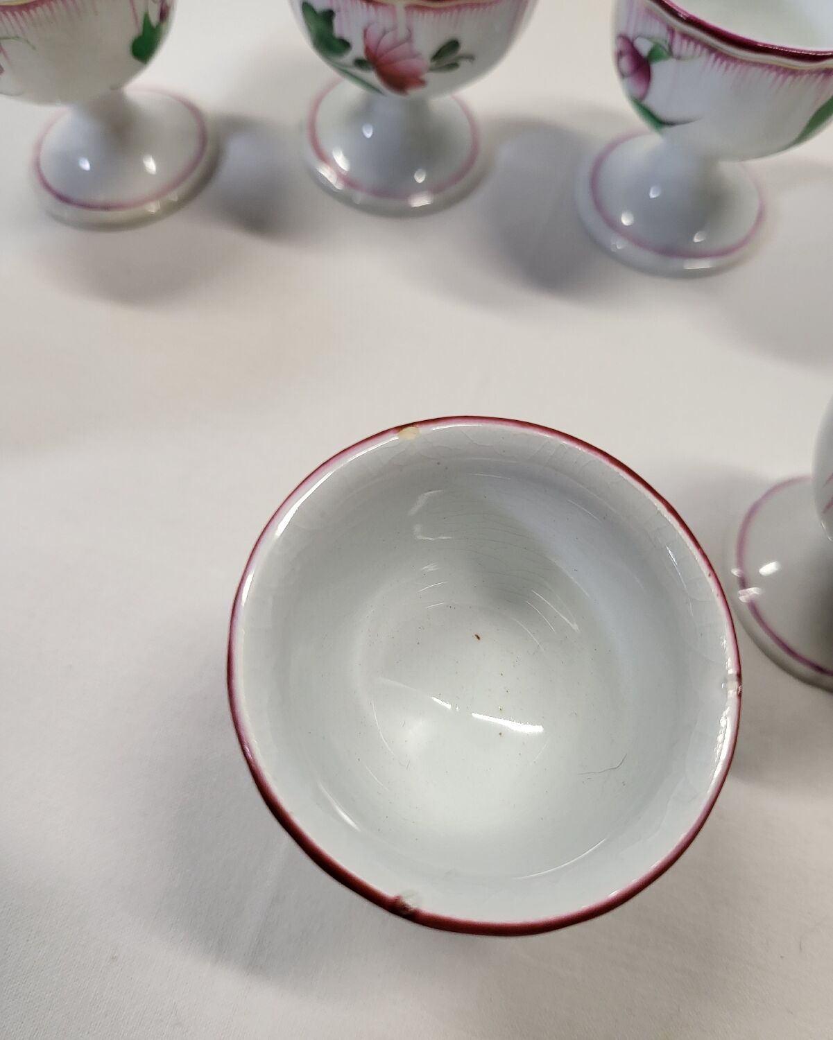 Set of 6 Lunéville Faience Egg Cups KG Reverbère