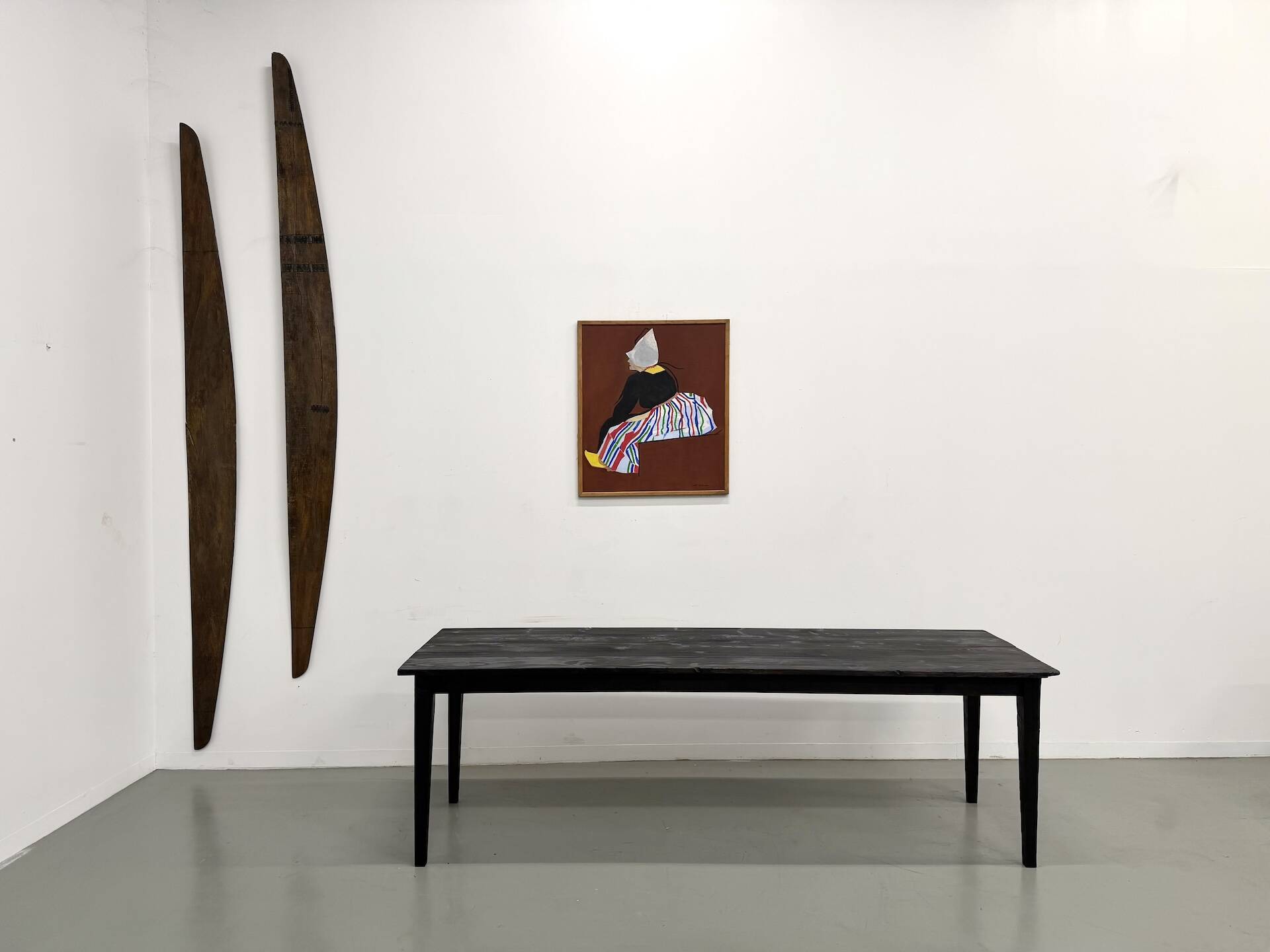 Large 1950s Farm Table in Burnt Wood (Shou Sugi Ban) – L245 cm