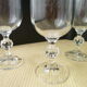 Set of 5 champagne flutes in crystalline engraved decoration and button leg