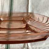 Plat ancien à hors d’œuvre en verre rosaline