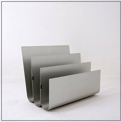 Aluminum Magazine Rack by Pierre Vandel for Espace Pierre Cardin, 1970s
