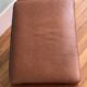 Ottoman tabouret teck et cuir scandinave vintage