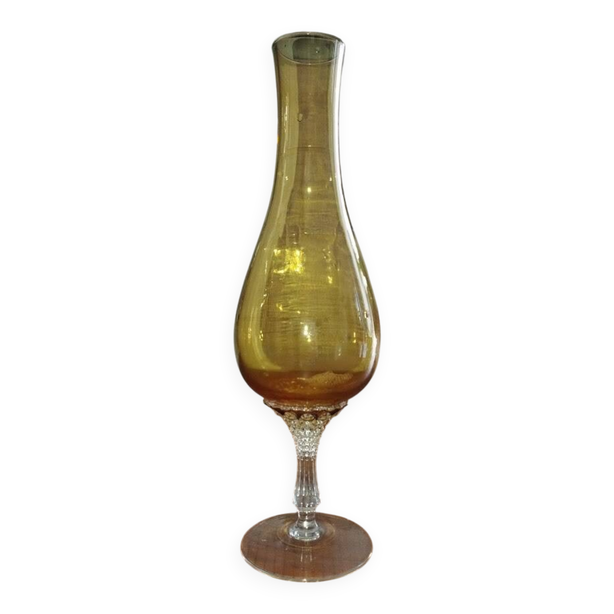 Empoli vase in amber blown glass – Italy, 1960s