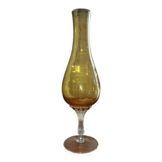 Empoli vase in amber blown glass – Italy, 1960s