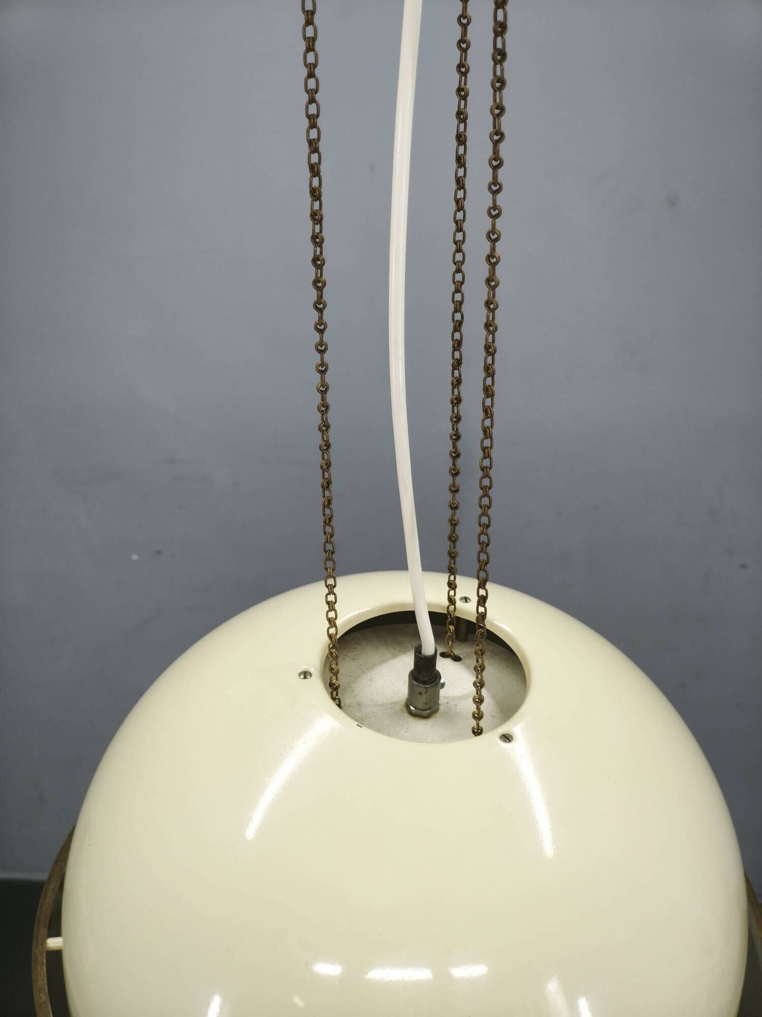 1970s NAPAKO Space Age Brass and Cream Pendant Light, Czechoslovakia