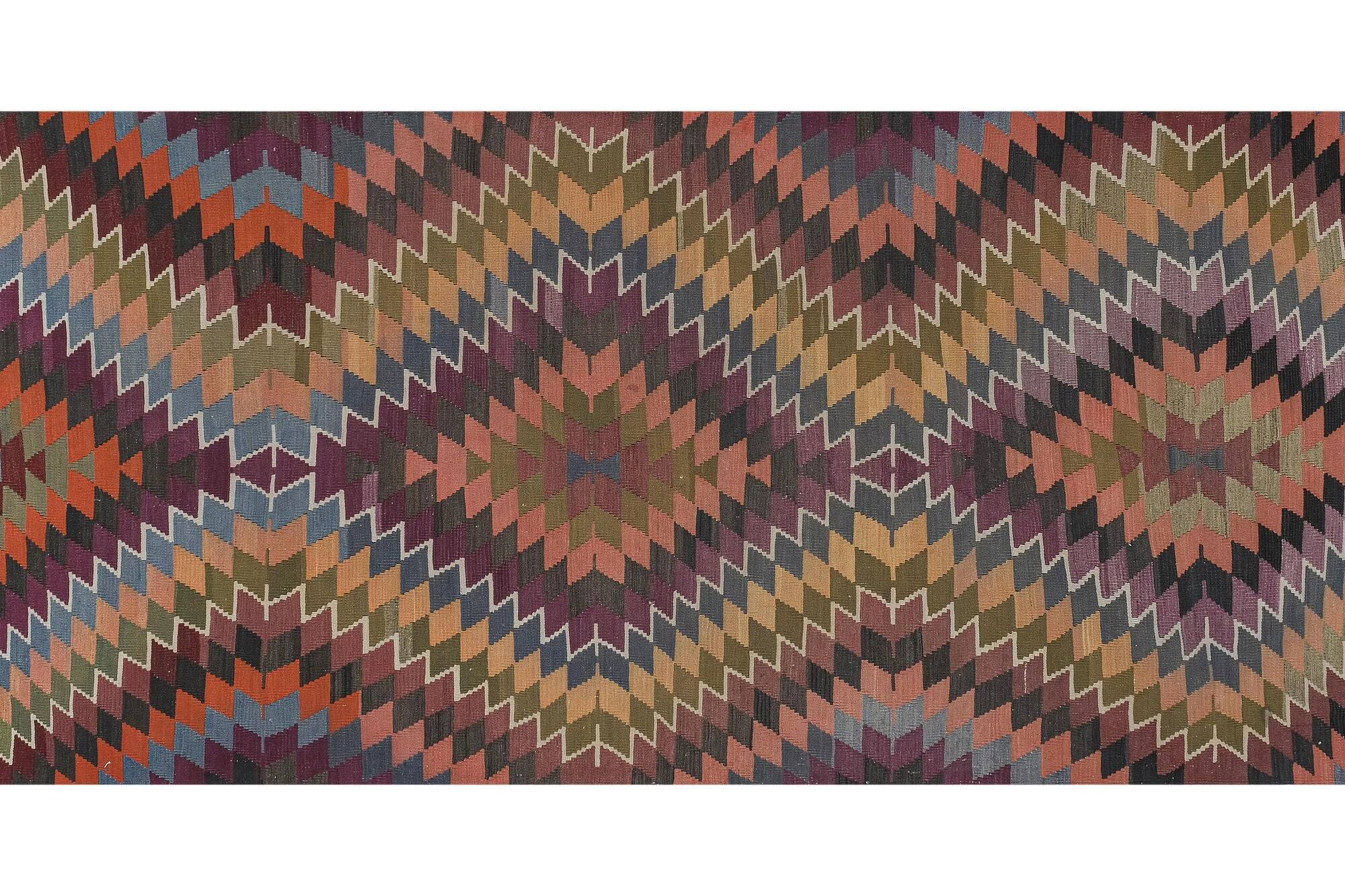 Vintage Turkish kilim handwoven 151x361 cm