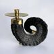 Twisted horn candleholder, resin and brass Italy, 1970s