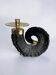 Twisted horn candleholder, resin and brass Italy, 1970s
