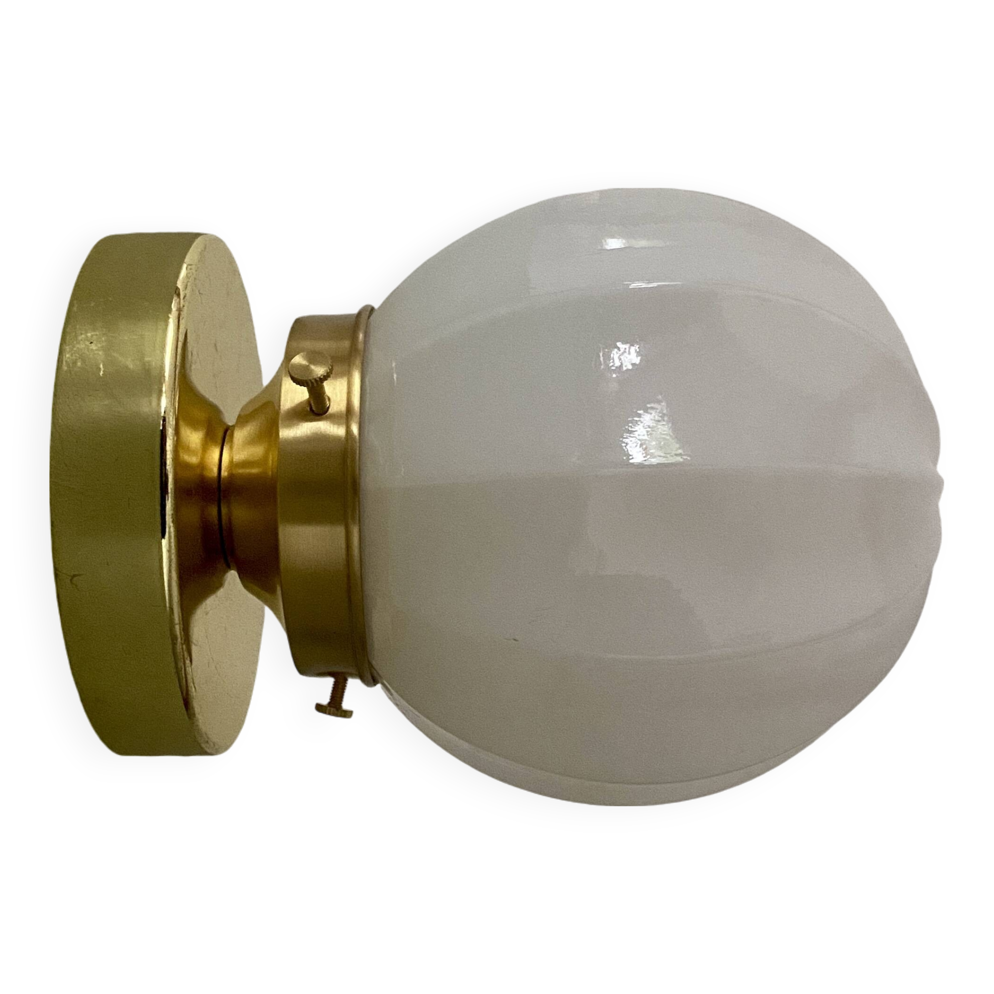 Vintage globe wall / ceiling light in white opaline