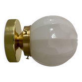 Vintage globe wall / ceiling light in white opaline