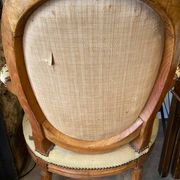 Louis XVI style medallion armchair with floral needlepoint tapestry