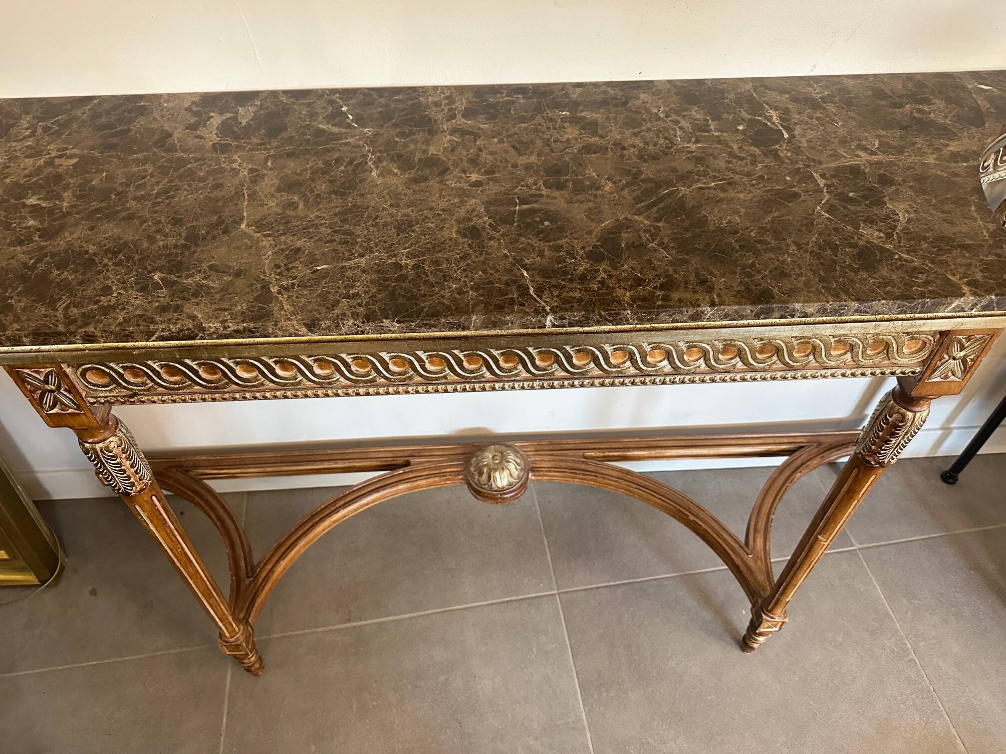 Marble and gilded wood console table