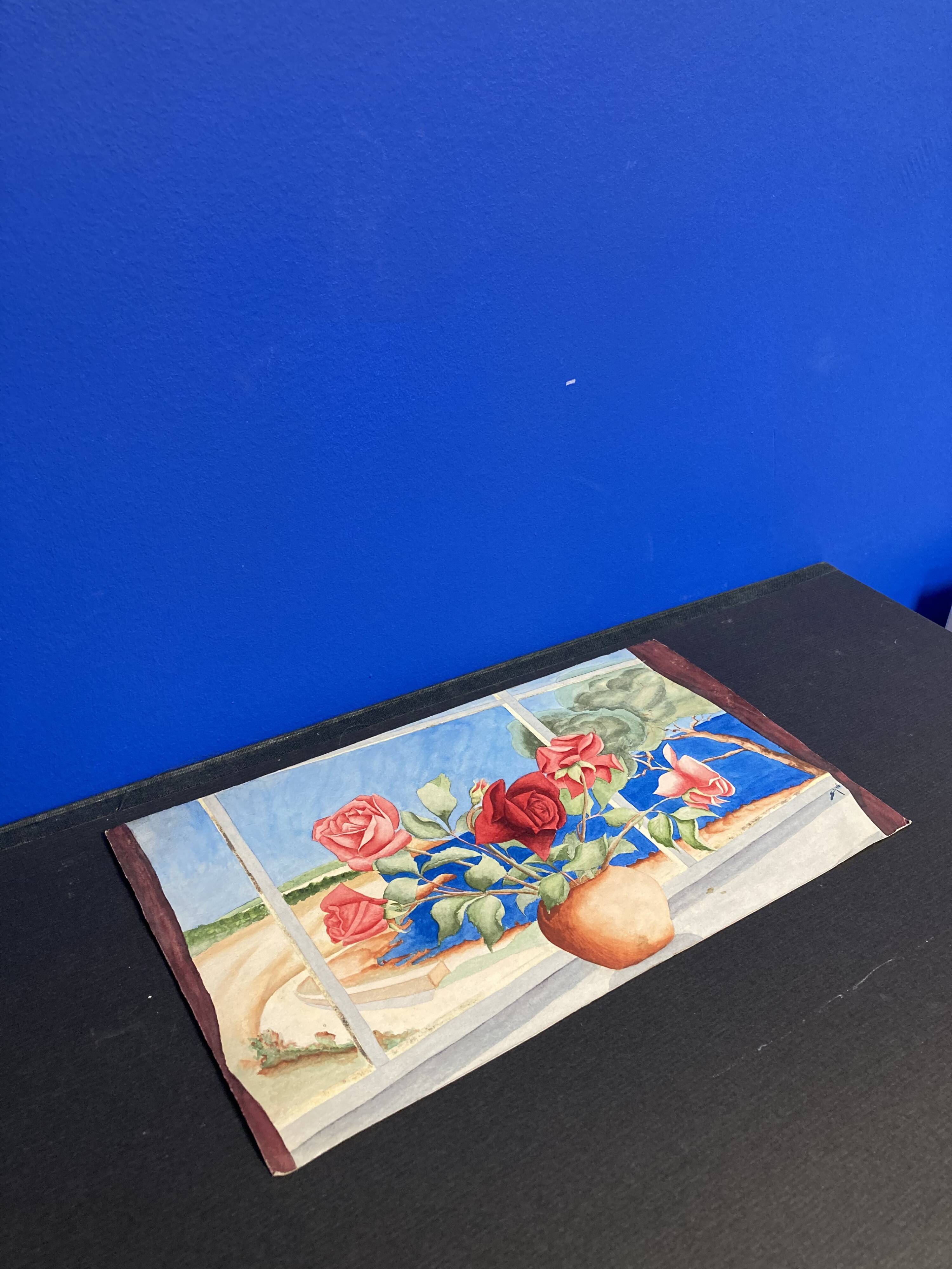 Watercolor with vintage bouquet