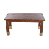 Harrison Van Horn Raffia and Brass Rectangle Coffee Table, 1970