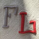 Embroidered tablecloth FL rectangle basque fabric navy and red