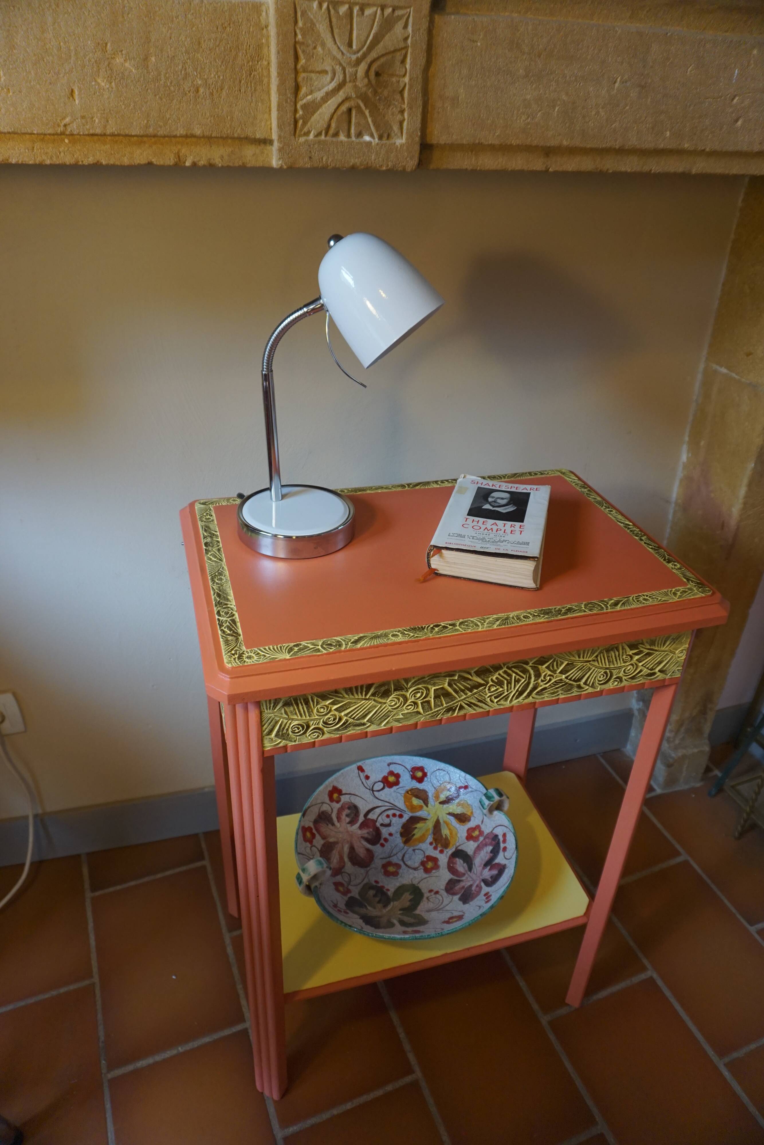 Art Deco painted wood side table - 1930s