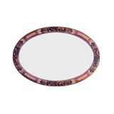 Antique oval beveled mirror in carved wood - 69 cm