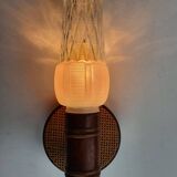 Pair of vintage rattan bamboo wall sconces