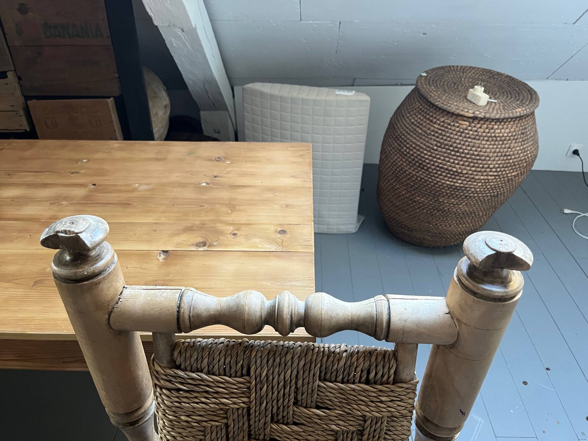 6 wooden and rope chairs attributed to Adrien Audoux & Frida Minet