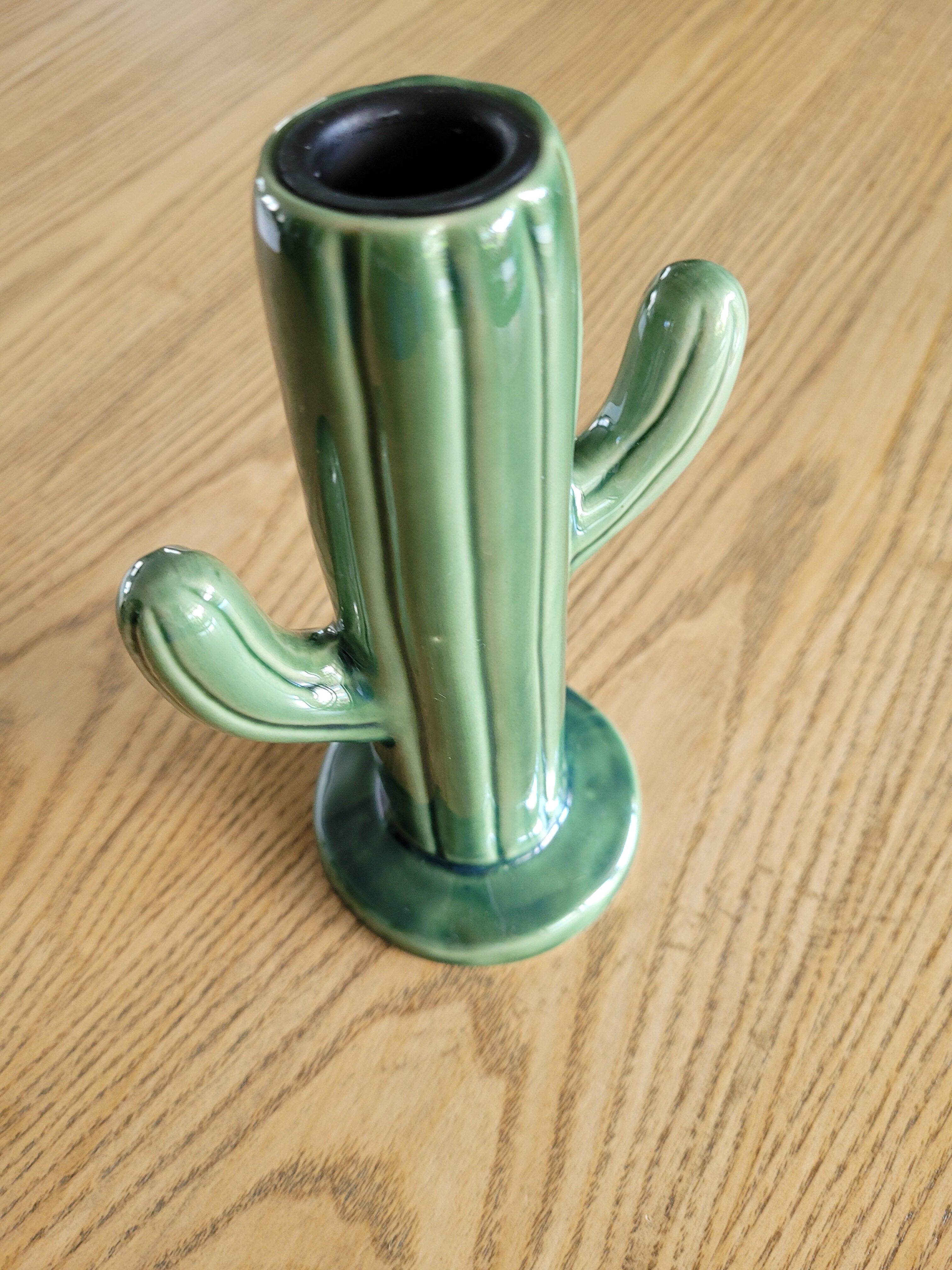 Porcelain cactus candlestick