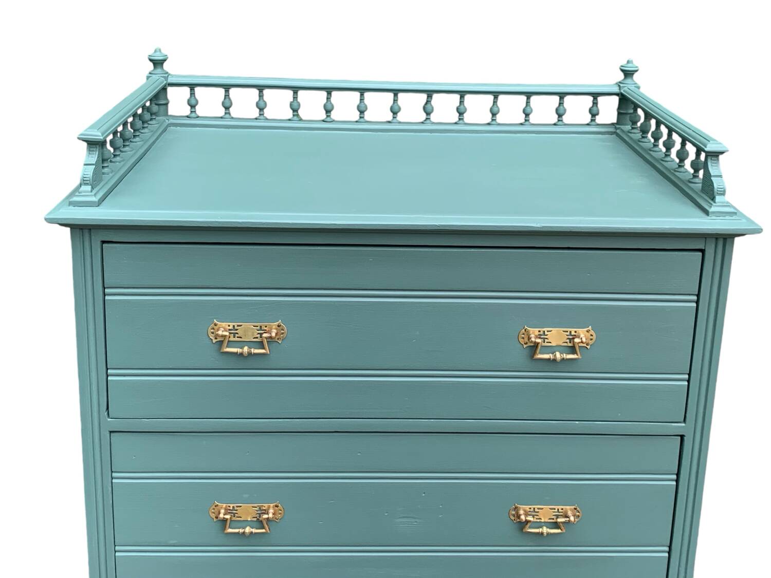 Old grey green high chest of drawers H160