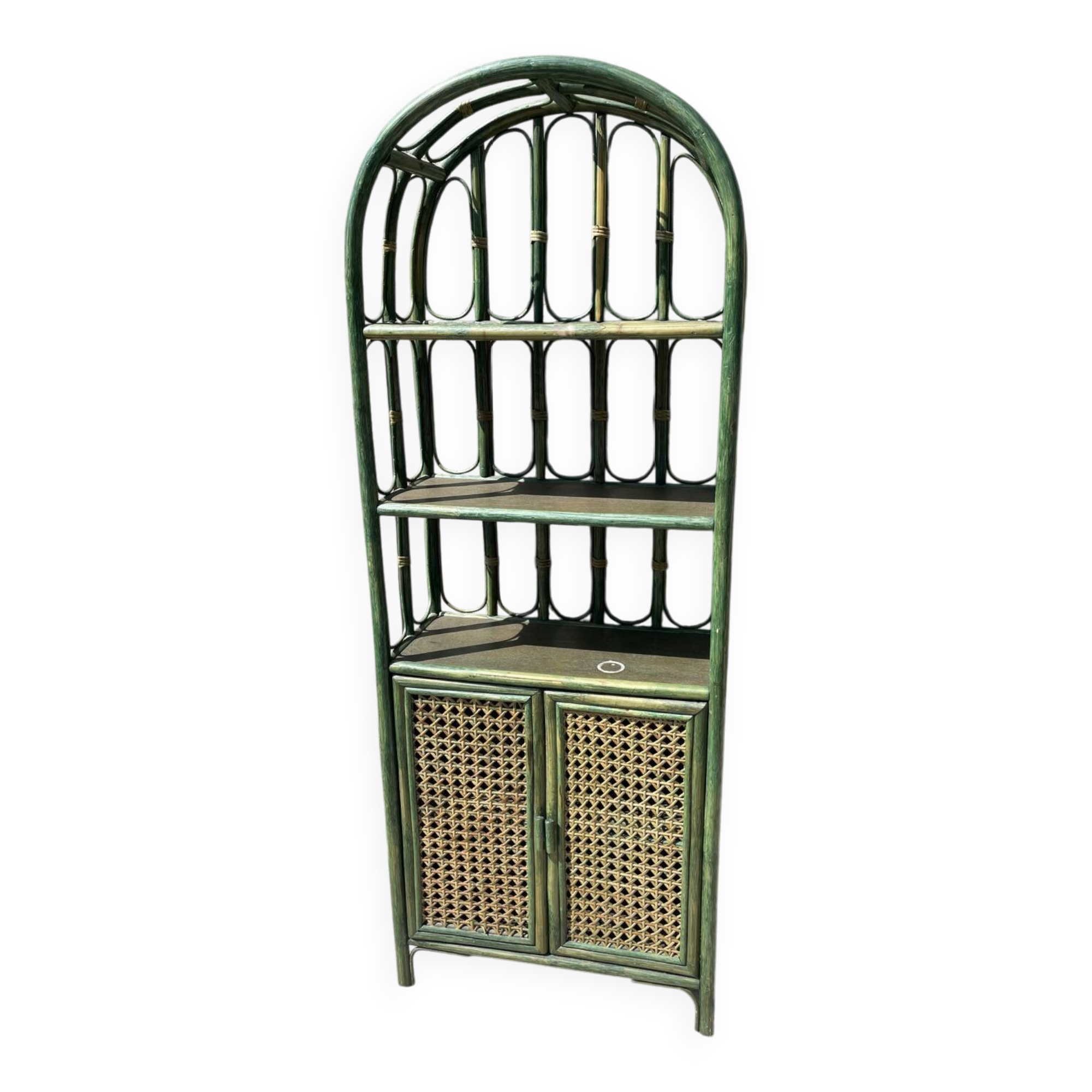 Green bamboo bookcase