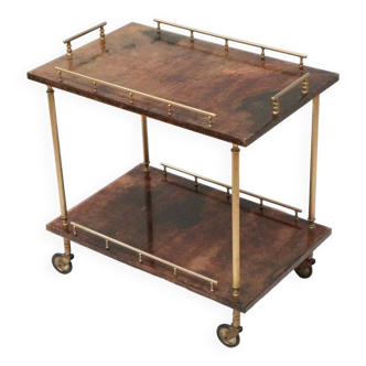 Vintage Italian design bar cart / side table by Aldo Tura made of lacquered goat skin