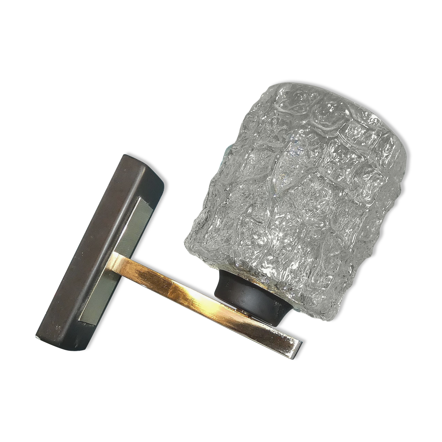 Wall lamp vintage Arlus tulip glass ice cube structure lacquered metal brass 1950