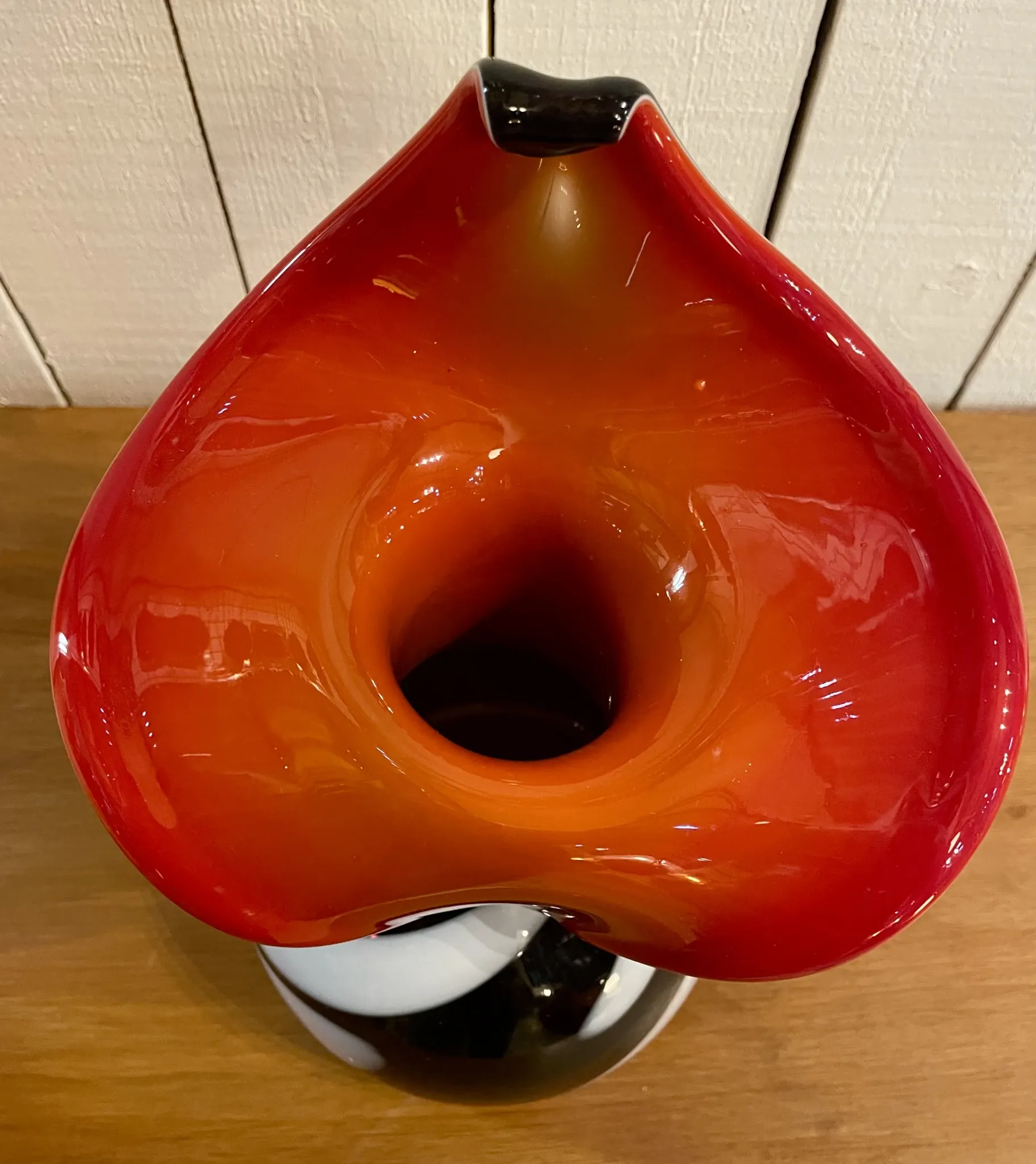 Italian "zebra" glass vase