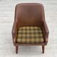 1970s, Danish armchair, artificial leather, teak wood legs.