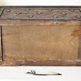 Carved wooden chest bas-reliefs artisanal XXth