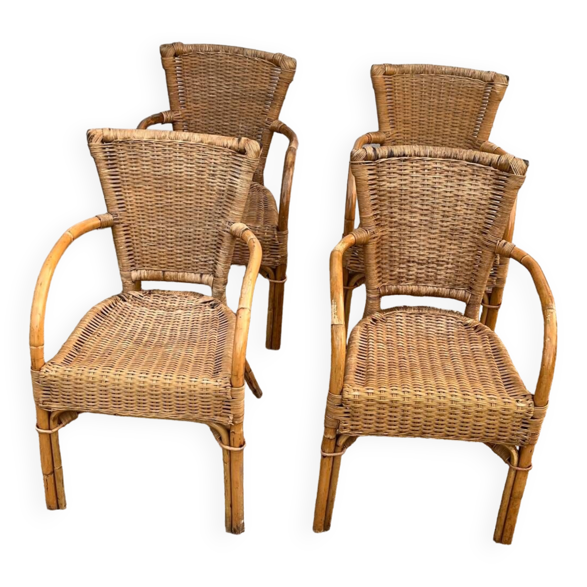 Set of 4 bamboo chairs