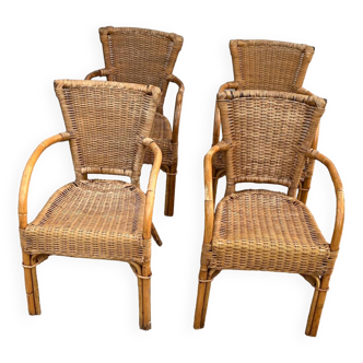 Set of 4 bamboo chairs