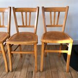 Set of 4 bistro chairs in beech wood 50s