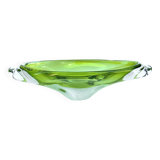 Green glass bowl, designed by J. Broz, Skrdlovice, Czechoslovakia, 1960s.