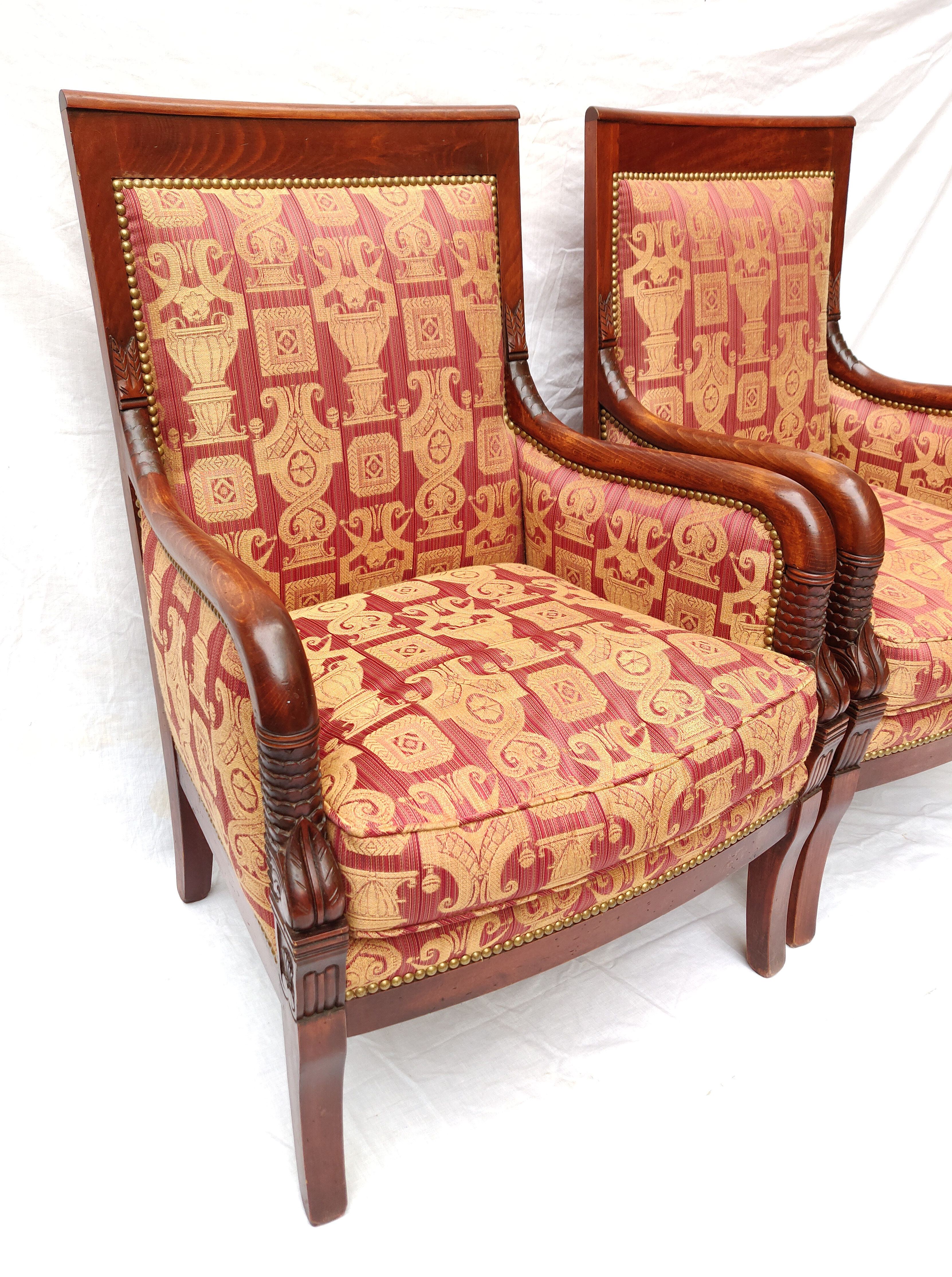 Pair of Empire mahogany armchairs