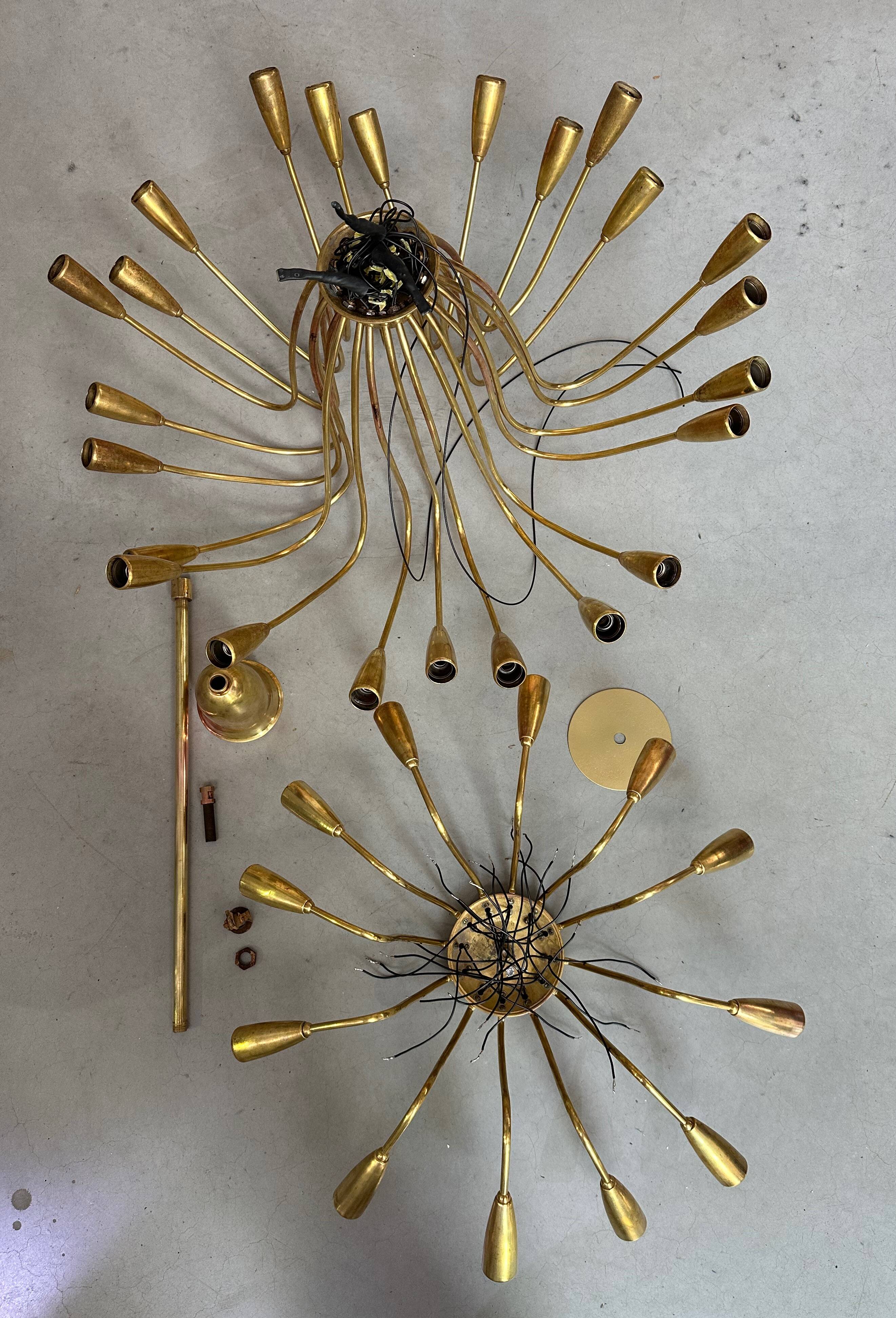 Vintage brass Italian sputnik chandelier