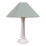 Earthenware lamp and striped lampshade