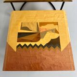 Table basse gigogne marqueterie géométrique design italien vintage