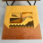 Table basse gigogne marqueterie géométrique design italien vintage