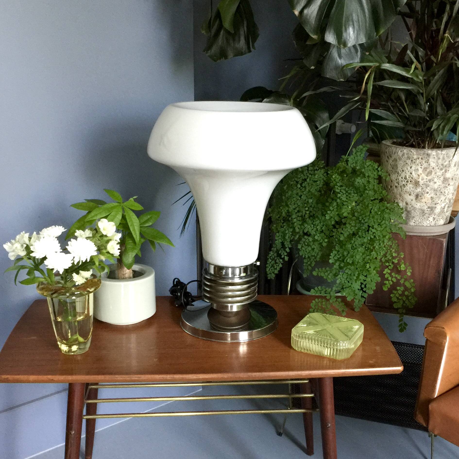 Large Murano glass and chrome lamp