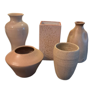 Série de 5 vases vintage - beige