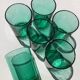 6 Verres à eau droits en verre vert hauteur 8cm
