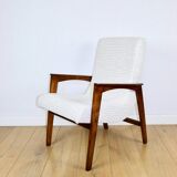 Vintage loft armchair herringbone natural fabric model from the 70s