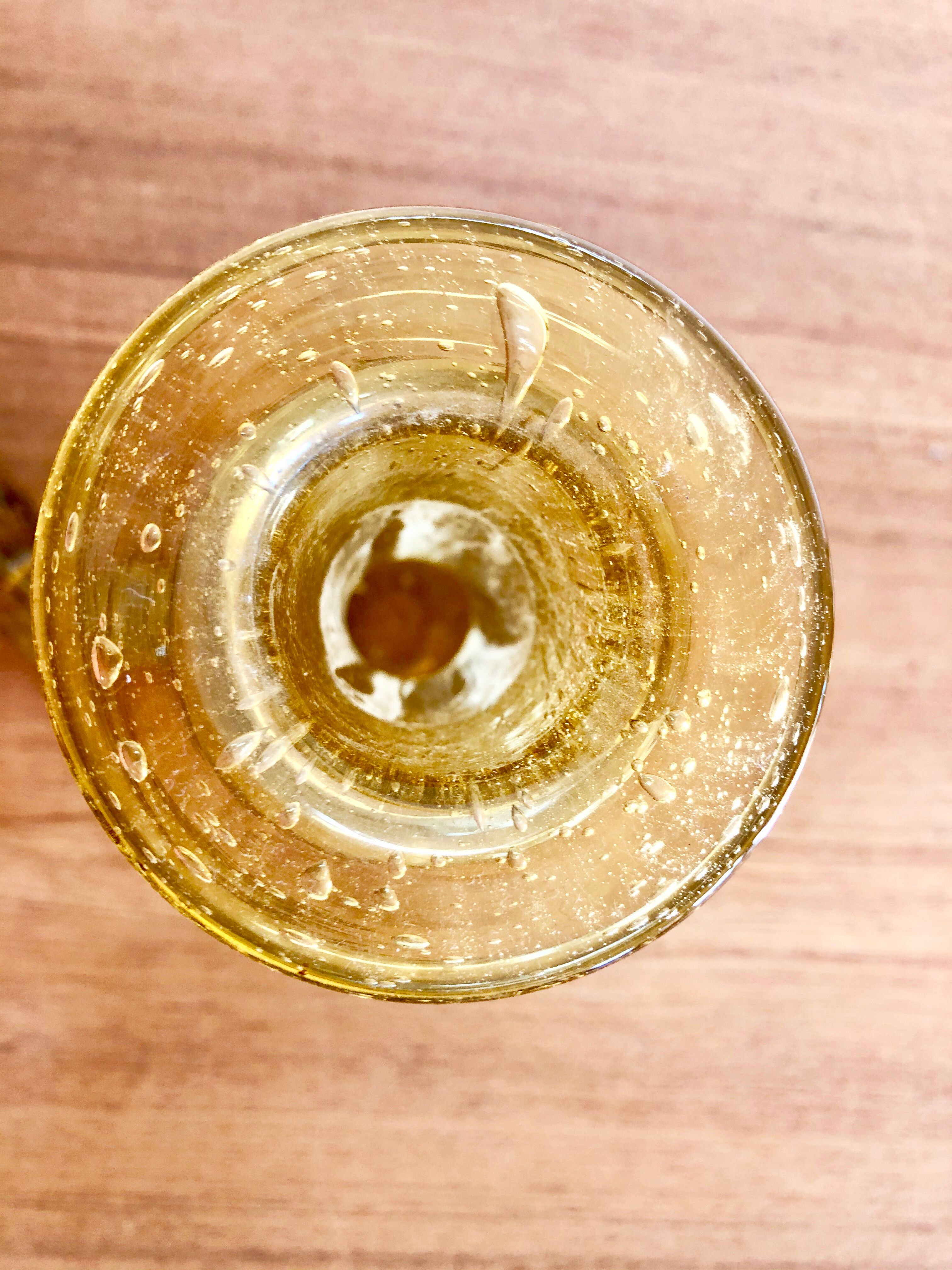 Yellow blown glass decanter