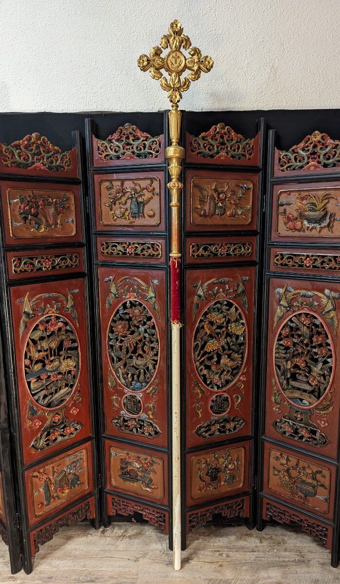 Bâton de procession en bois doré fin XVIII